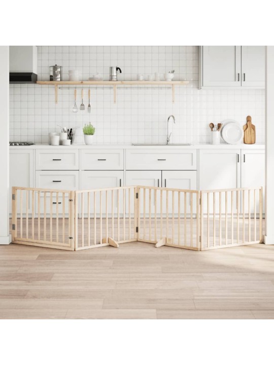 Suņu vārti ar durvīm, salokāmi, 4 paneļi, 320 cm, papeles koks