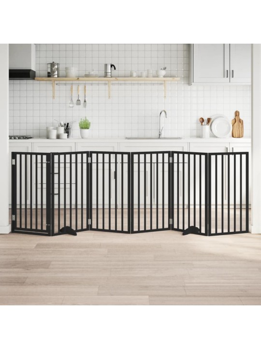 Suņu vārti ar durvīm, salokāmi, 6 paneļi, 300 cm, papeles koks