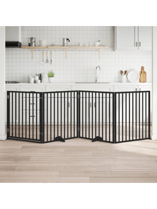 Suņu vārti ar durvīm, salokāmi, 4 paneļi, 320 cm, papeles koks