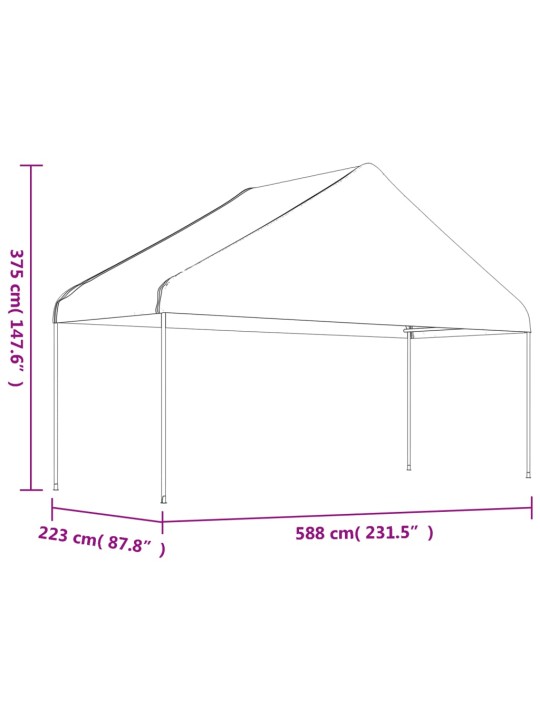nojume ar jumtu, balta, 5,88x2,23x3,75 m , polietilēns