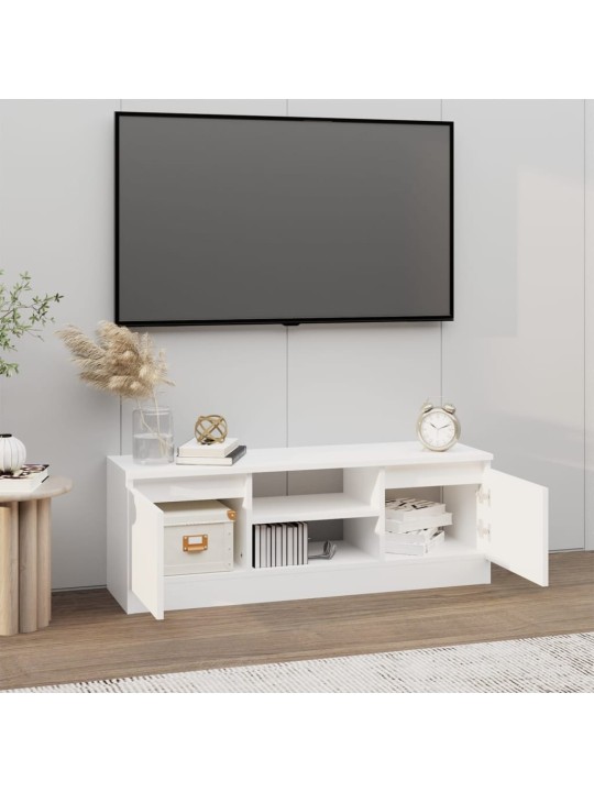 Tv skapītis ar durvīm, balts, 102x30x36 cm