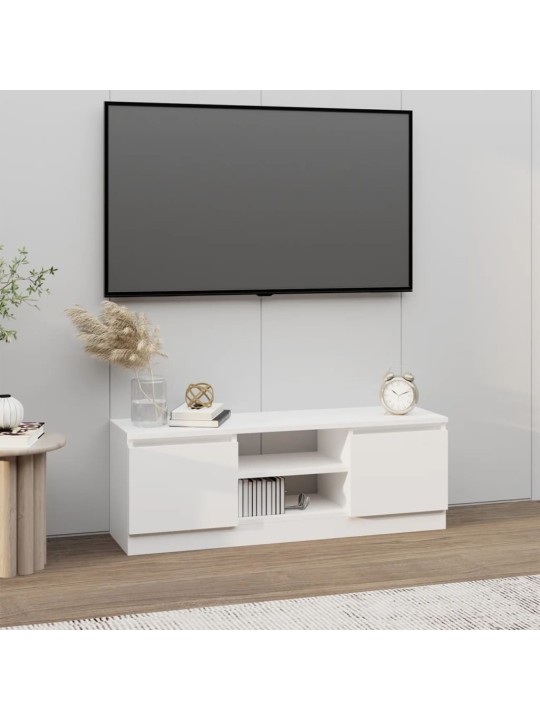Tv skapītis ar durvīm, balts, 102x30x36 cm