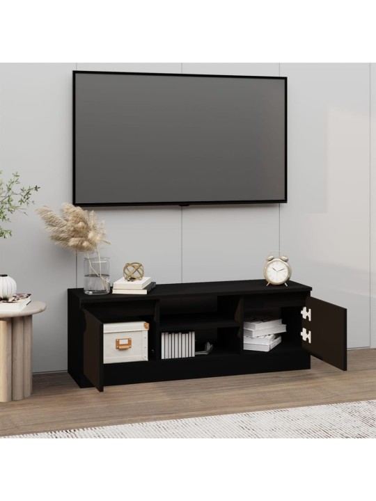 Tv skapītis ar durvīm, melns, 102x30x36 cm