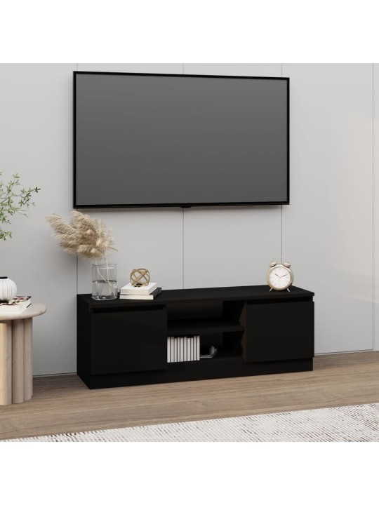 Tv skapītis ar durvīm, melns, 102x30x36 cm