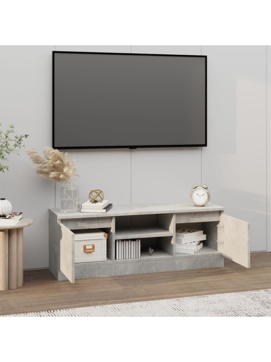 Tv skapītis ar durvīm, betona pelēks, 102x30x36 cm