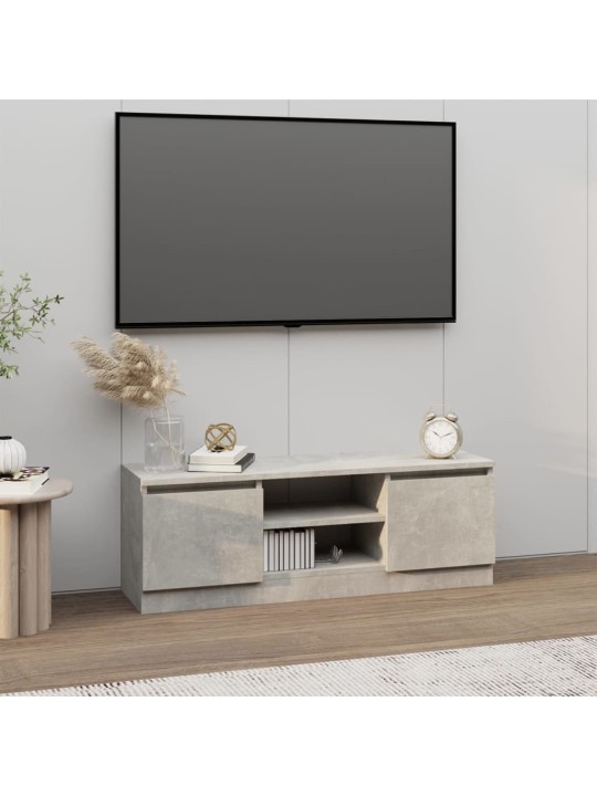 Tv skapītis ar durvīm, betona pelēks, 102x30x36 cm