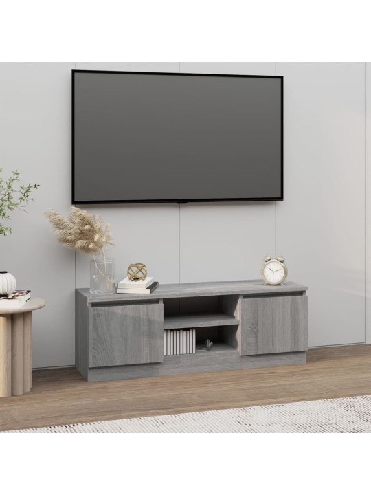 Tv skapītis ar durvīm, pelēka ozolkoka krāsā, 102x30x36 cm
