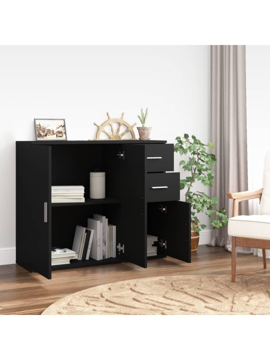 Kumode, melna, 91x29,5x75 cm, inženierijas koks