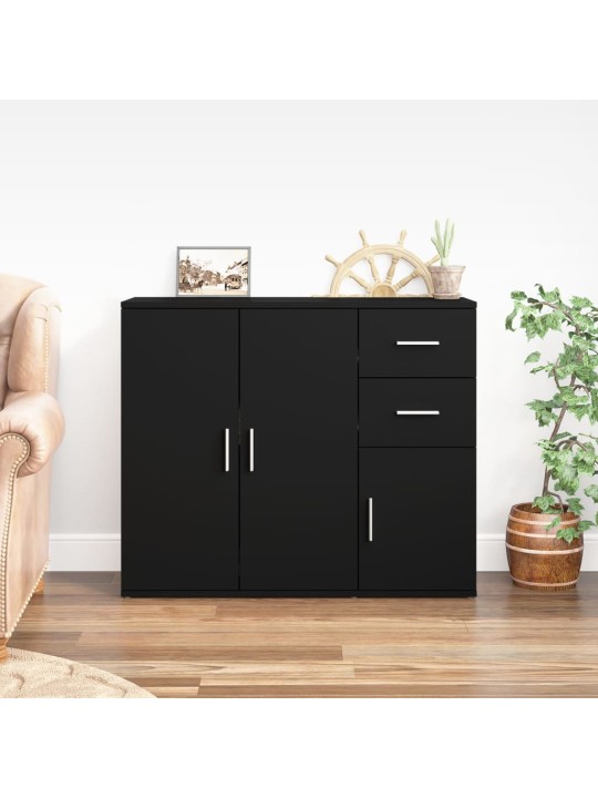 Kumode, melna, 91x29,5x75 cm, inženierijas koks