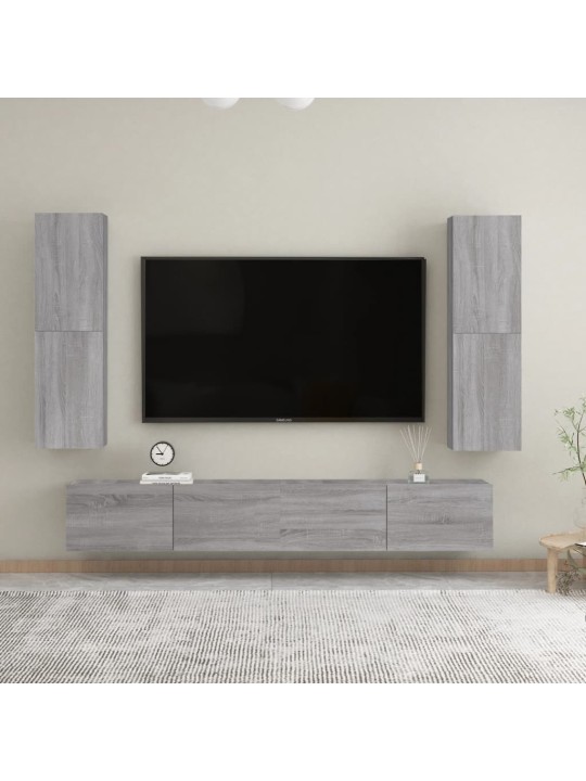 Sienas tv skapītis, pelēcīga ozolkoka krāsa, 30,5x30x110 cm