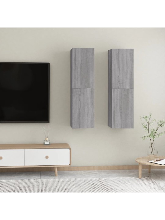 Sienas tv skapīši, 2 gab., pelēcīga ozolkoka, 30,5x30x110 cm