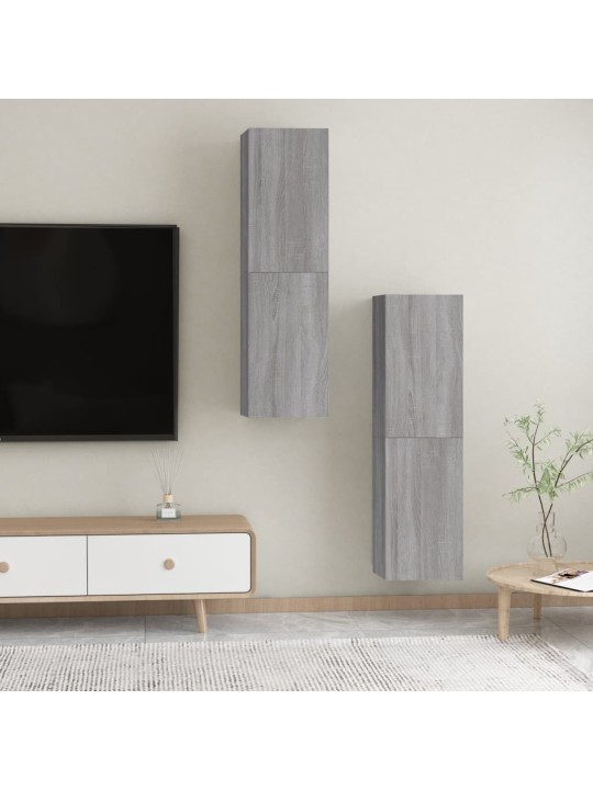 Sienas tv skapīši, 2 gab., pelēcīga ozolkoka, 30,5x30x110 cm