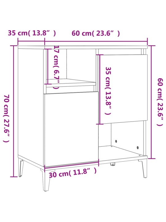 Kumode, balta, 60x35x70 cm, inženierijas koks