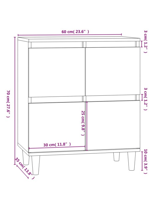 Kumode, balta, 60x35x70 cm, inženierijas koks