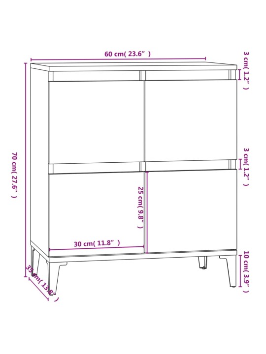 Kumode, balta, 60x35x70 cm, inženierijas koks