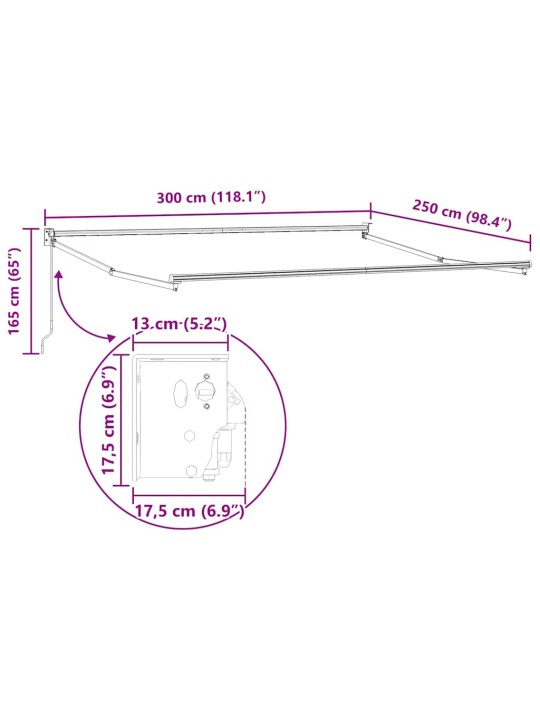 Markīze balts 3 x 2,5 m metāla