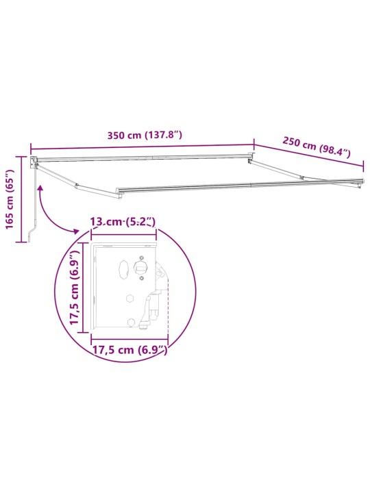 Markīze balts 3,5 x 2,5 m metāla