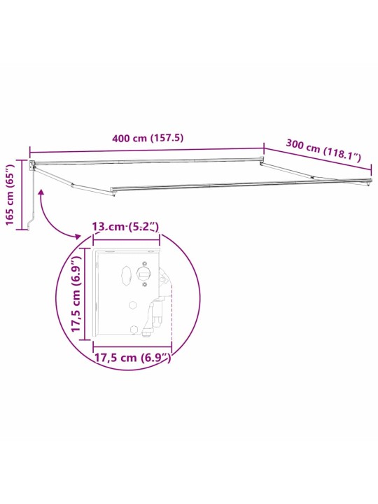 Markīze balts 4 × 3 m metāla