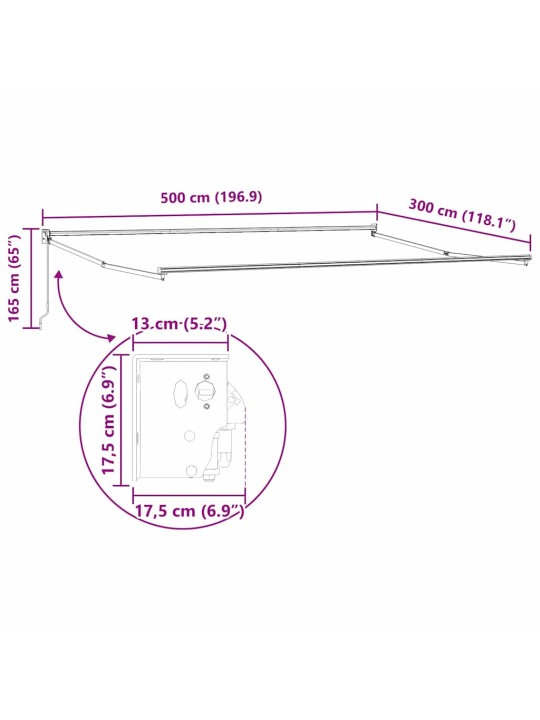Markīze balts 5 x 3 m metāla