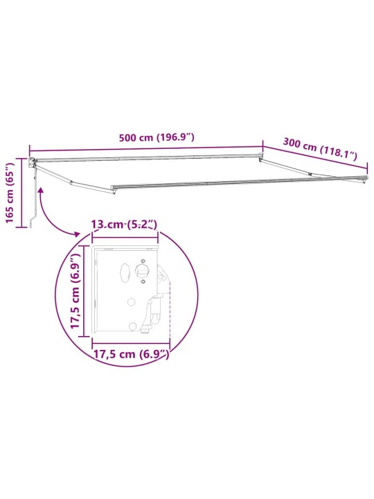 Markīze balts 5 x 3 m metāla