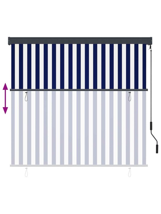 Āra ruļļu žalūzija regulējams zils un balts 180 x 250 cm audums