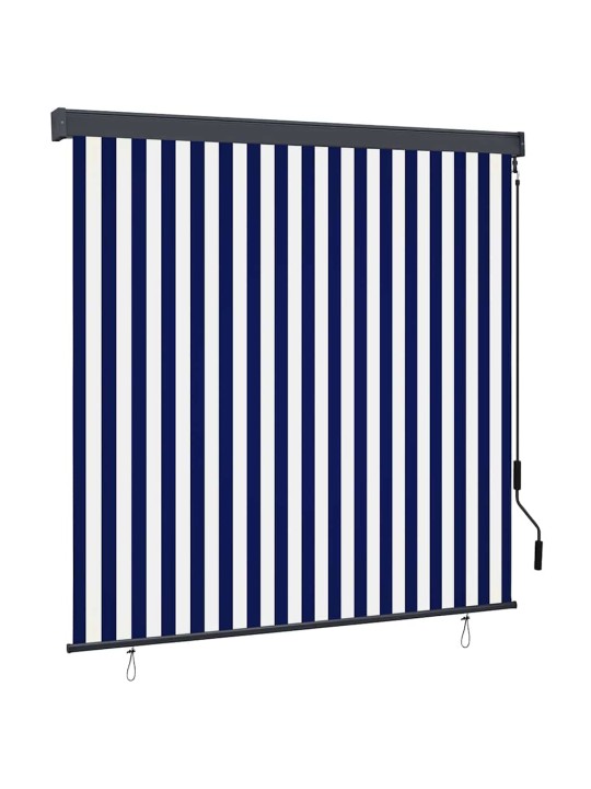 Āra ruļļu žalūzija regulējams zils un balts 180 x 250 cm audums