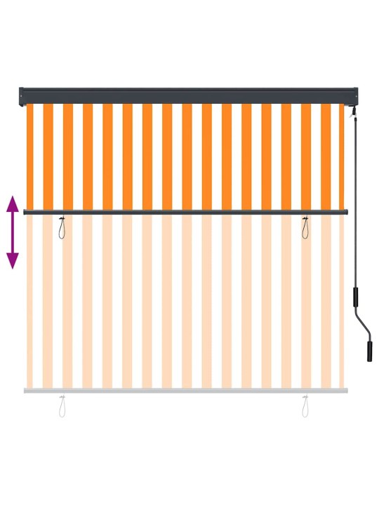 Āra ruļļu žalūzija oranža un balta 180 x 250 cm audums