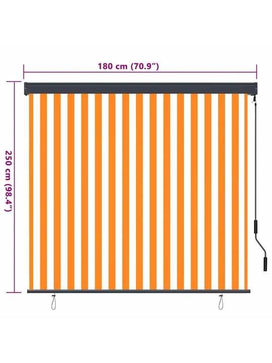 Āra ruļļu žalūzija oranža un balta 180 x 250 cm audums