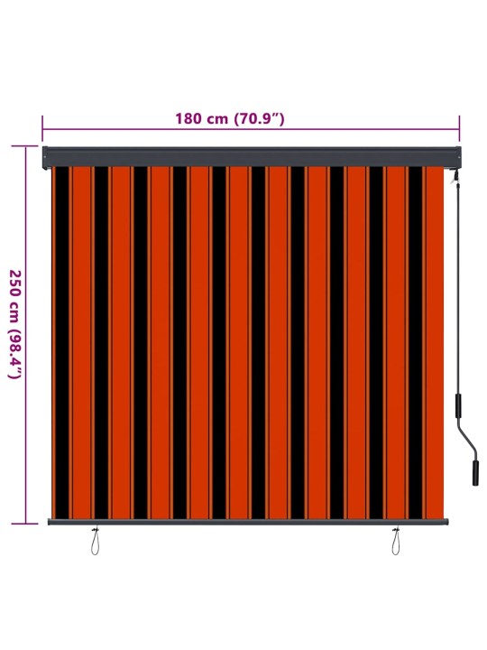 Āra ruļļu žalūzija oranža un balta 180 x 250 cm audums