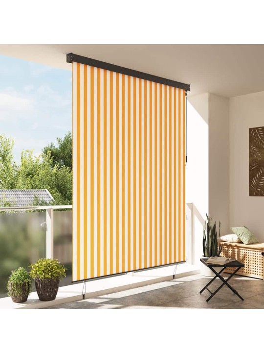Āra ruļļu žalūzija striped oranža un balta 200 x 250 cm audums