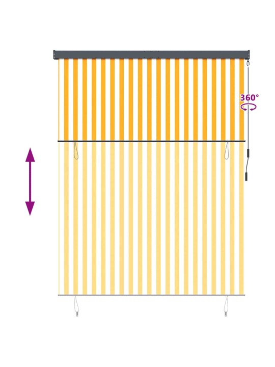 Āra ruļļu žalūzija striped oranža un balta 200 x 250 cm audums