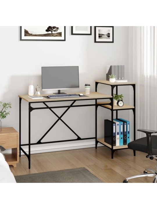 Rakstāmgalds ar plauktiem, 135x50x90 cm, inženierijas koks