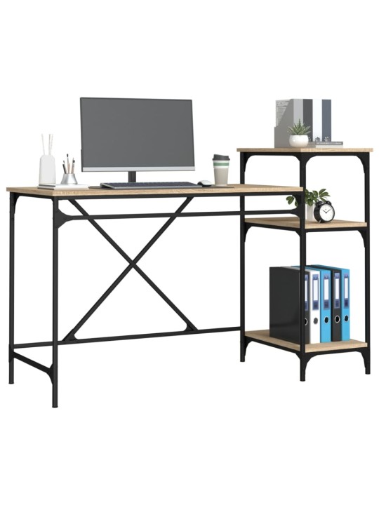 Rakstāmgalds ar plauktiem, 135x50x90 cm, inženierijas koks
