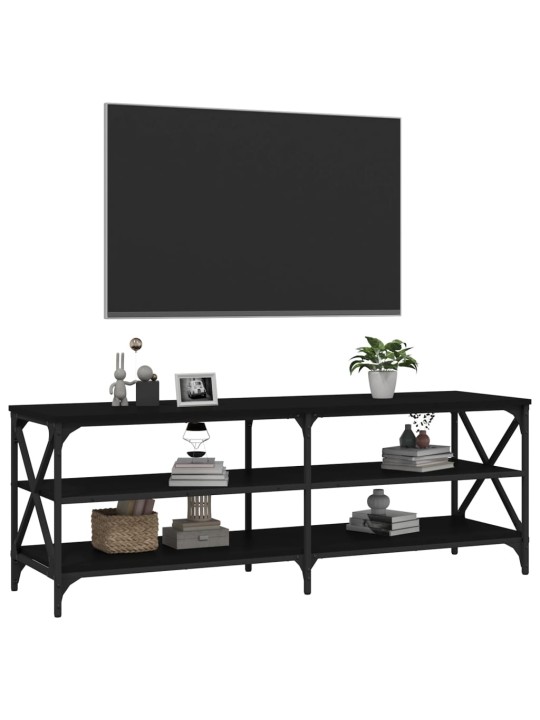 Tv skapītis, melns, 140x40x50 cm, inženierijas koks