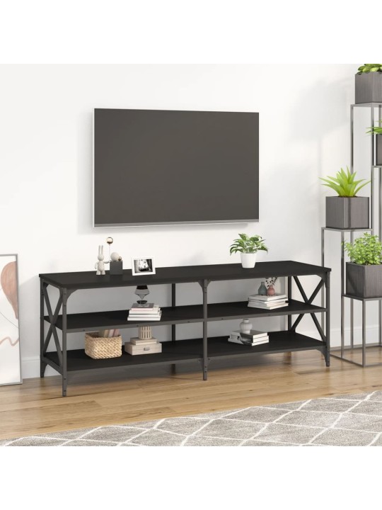 Tv skapītis, melns, 140x40x50 cm, inženierijas koks