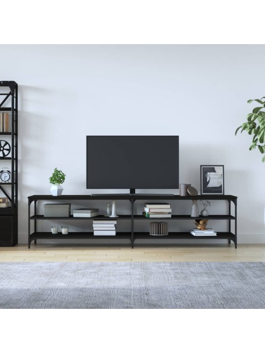 Tv skapītis, 200x30x50 cm, inženierijas koks un metāls, melns