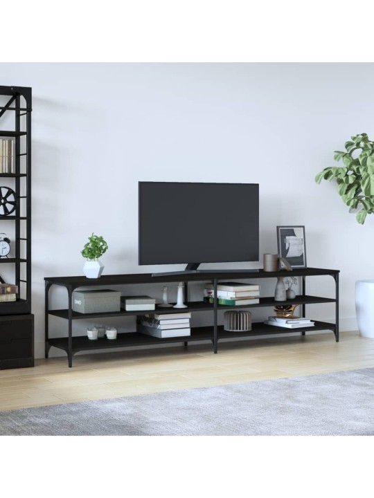 Tv skapītis, 200x30x50 cm, inženierijas koks un metāls, melns