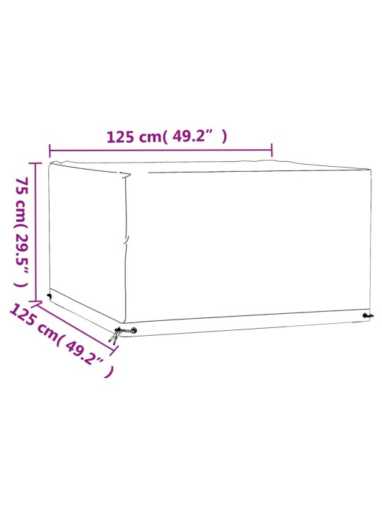 2 dārza mēbeļu pārklāji, 8 gredzeni, 125x125x75 cm, kvadrāta