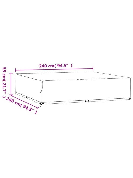 2 dārza mēbeļu pārklāji, 16 gredzeni, 240x240x55 cm, kvadrāta
