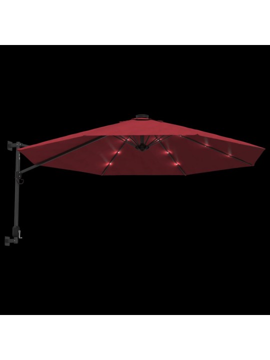 Pie sienas stiprināms saulessargs, led, 290 cm, spilgti sarkans
