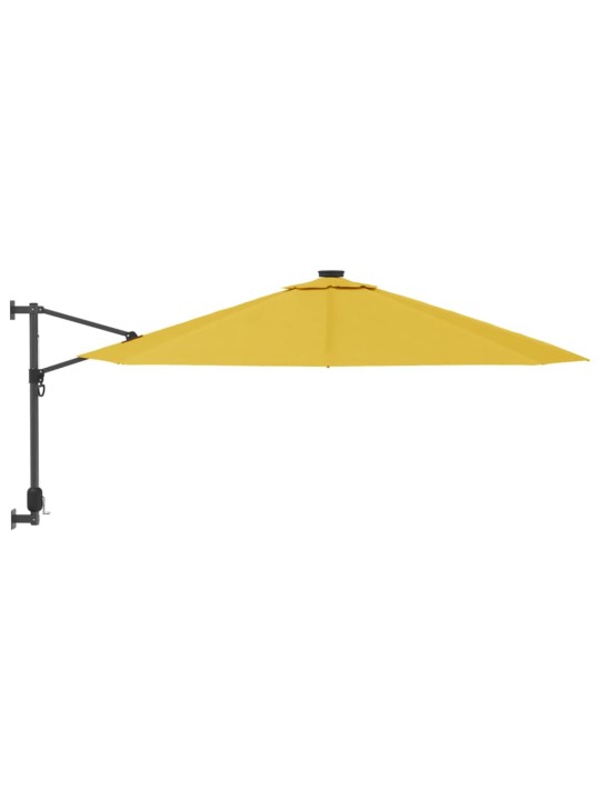 Pie sienas stiprināms saulessargs ar led, dzeltens, 290 cm