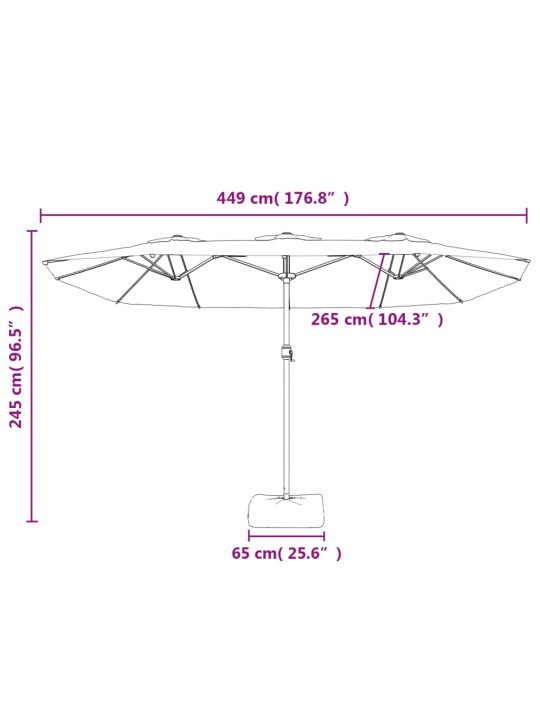 Saulessargs ar 2 jumtiņiem, 449x245 cm, sarkans