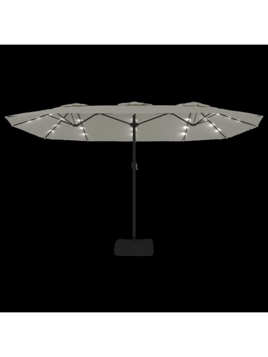 Saulessargs ar 2 jumtiņiem un led, 449x245 cm, smilšu balts