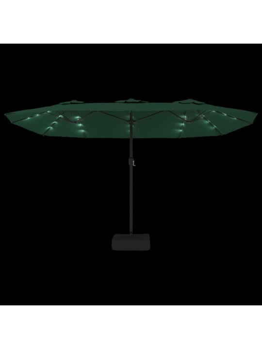 Saulessargs ar 2 jumtiņiem un led, 449x245 cm, zaļš