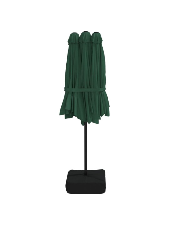 Saulessargs ar 2 jumtiņiem un led, 449x245 cm, zaļš