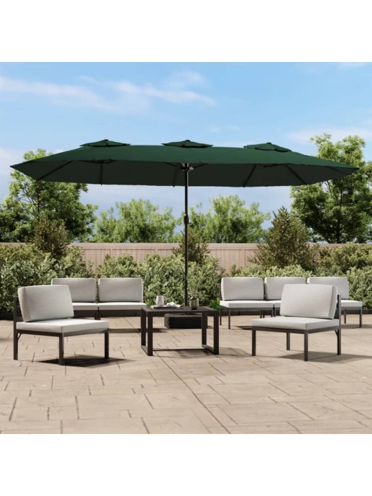 Saulessargs ar 2 jumtiņiem un led, 449x245 cm, zaļš