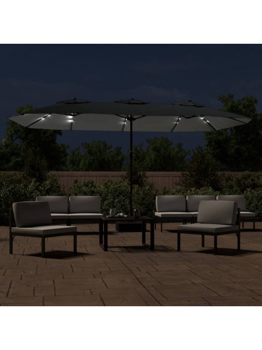 Saulessargs ar 2 jumtiņiem un led, 449x245 cm, antracītpelēks