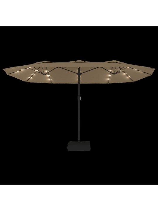 Saulessargs ar 2 jumtiņiem un led, 449x245 cm, pelēkbrūns