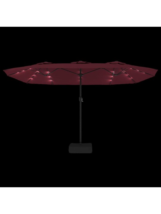 Saulessargs ar 2 jumtiņiem un led, vīnsarkans, 449x245 cm