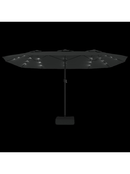 Saulessargs ar 2 jumtiņiem un led, 449x265 cm, melns